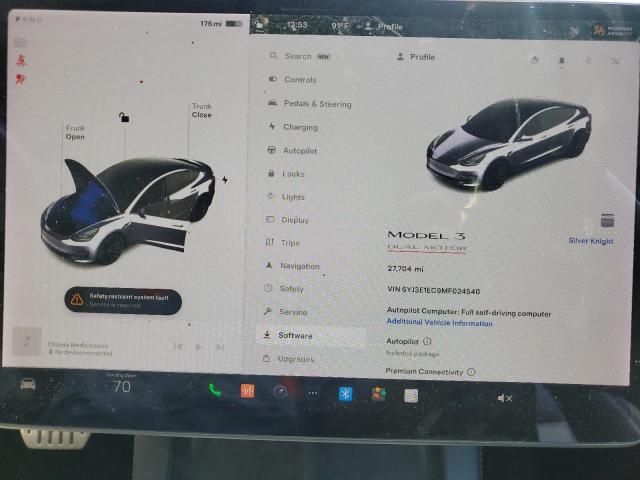 Photo 9 from auction – 2021 TESLA MODEL 3 with VIN 5YJ3E1EC9MF024540