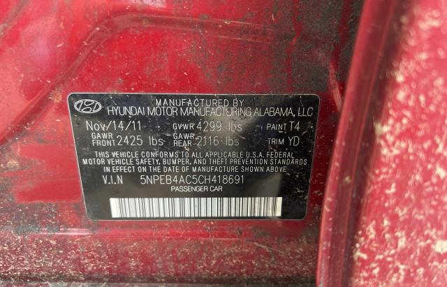 Photo 10 from auction – 2012 HYUNDAI SONATA GLS with VIN 5NPEB4AC5CH418691