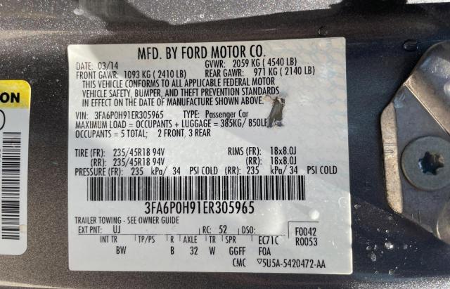 Photo 10 from auction – 2014 FORD FUSION SE with VIN 3FA6P0H91ER305965