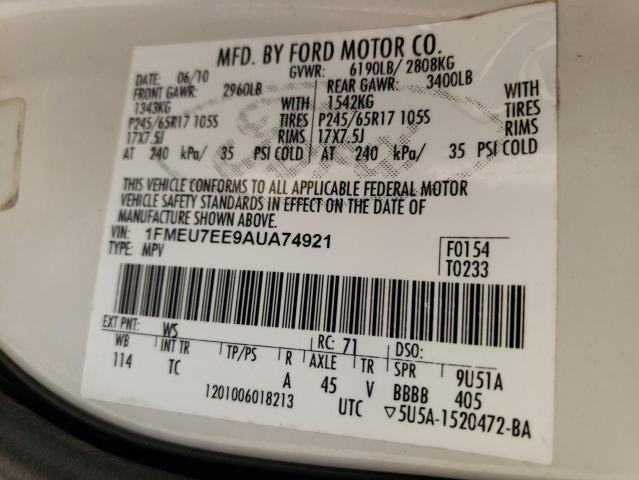 Photo 14 from auction – 2010 FORD EXPLORER E with VIN 1FMEU7EE9AUA74921