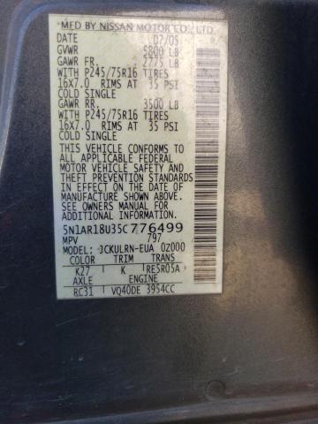 Photo 14 from auction – 2005 NISSAN PATHFINDER with VIN 5N1AR18U35C776499