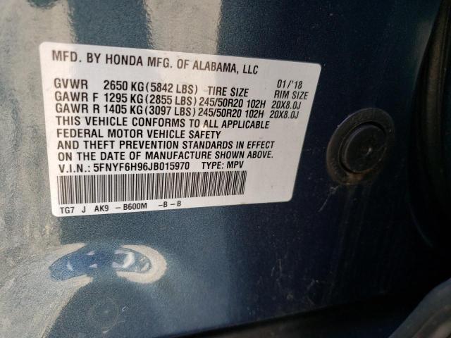 Photo 14 from auction – 2018 HONDA PILOT TOUR with VIN 5FNYF6H96JB015970