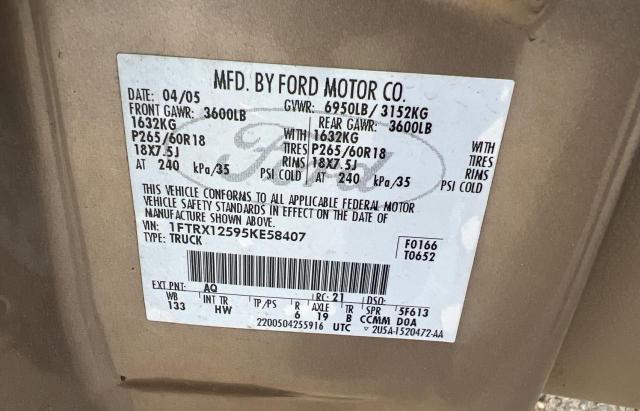 Photo 10 from auction – 2005 FORD F150 with VIN 1FTRX12595KE58407