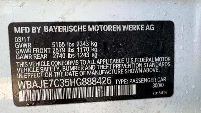 Photo 10 from auction – 2017 BMW 540 XI with VIN WBAJE7C35HG888426