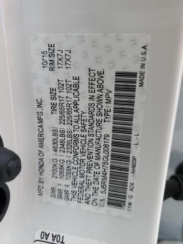 Photo 14 from auction – 2016 HONDA CR-V EXL with VIN 5J6RM4H75GL008179