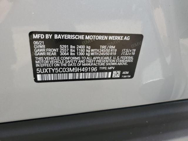 Photo 14 from auction – 2021 BMW X3 XDRIVE3 with VIN 5UXTY5C03M9H49196