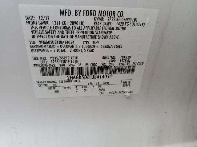 Photo 14 from auction – 2018 FORD FLEX LIMIT with VIN 2FMGK5D81JBA14054