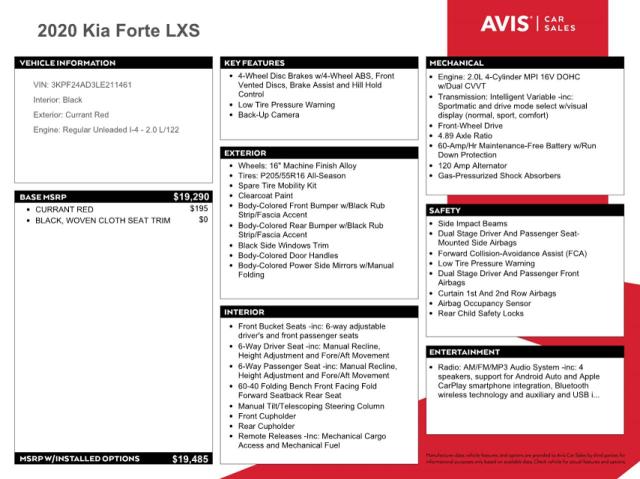 Photo 12 from auction – 2020 KIA FORTE FE with VIN 3KPF24AD3LE211461