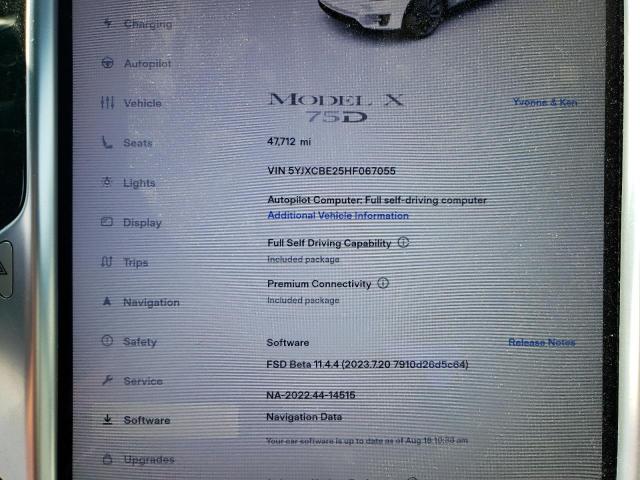 Photo 9 from auction – 2017 TESLA MODEL X with VIN 5YJXCBE25HF067055