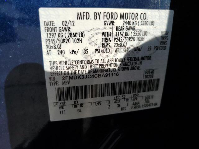 Photo 14 from auction – 2012 FORD EDGE SEL with VIN 2FMDK3JC4CBA91116