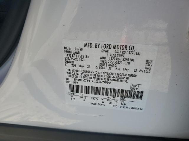 Photo 14 from auction – 2020 FORD EXPLORER L with VIN 1FMSK7FH2LGB75690