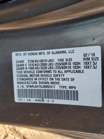 Photo 14 from auction – 2018 HONDA ODYSSEY EX with VIN 5FNRL6H7XJB092417
