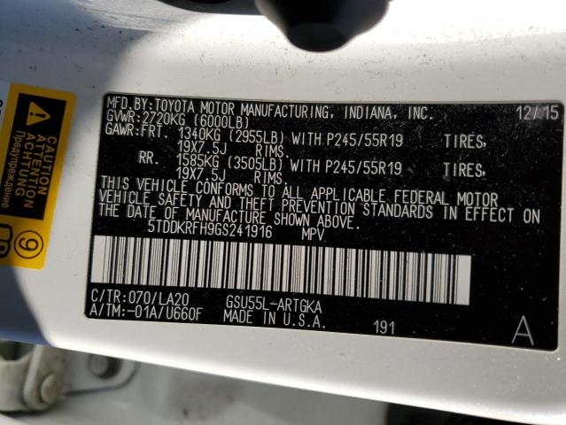 Фото 14 с аукциона – 2016 TOYOTA HIGHLANDER с VIN 5TDDKRFH9GS241916
