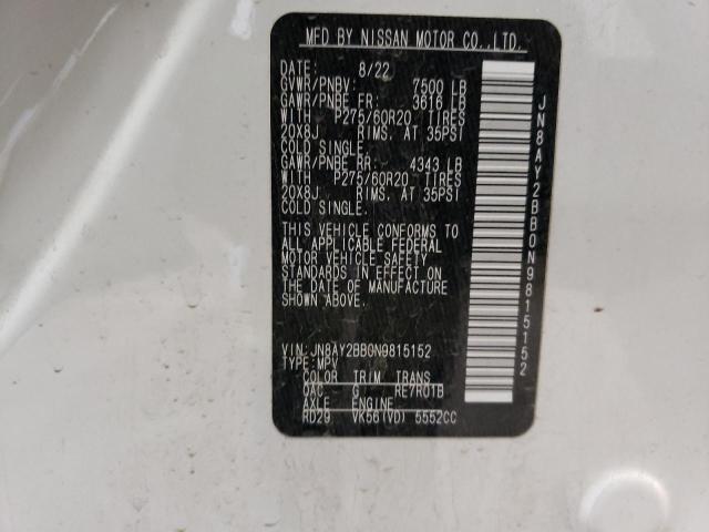 Photo 14 from auction – 2022 NISSAN ARMADA SL with VIN JN8AY2BB0N9815152