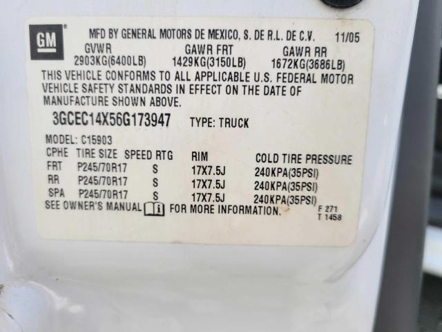 Photo 10 from auction – 2006 CHEVROLET SILVERADO with VIN 3GCEC14X56G173947