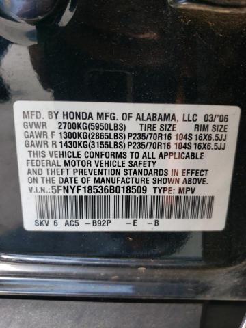Photo 14 from auction – 2006 HONDA PILOT EX with VIN 5FNYF18536B018509