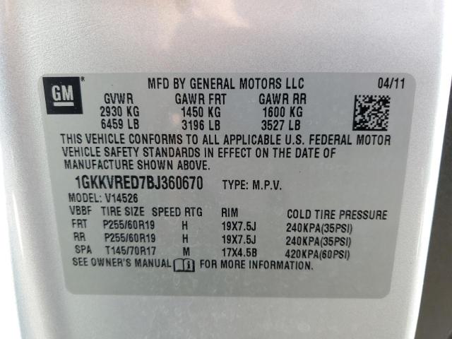 Foto 14 de la subasta – 2011 GMC ACADIA SLT con VIN 1GKKVRED7BJ360670