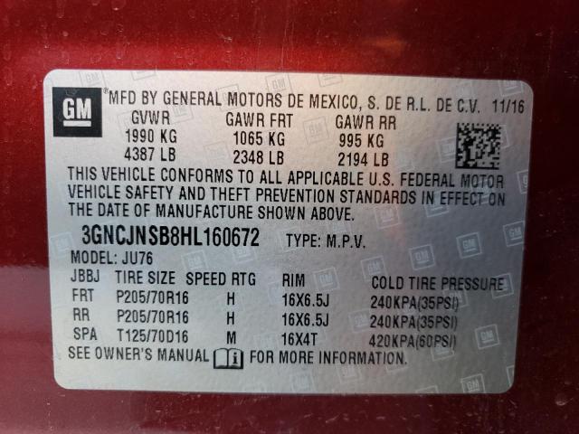 Photo 14 from auction – 2017 CHEVROLET TRAX LS with VIN 3GNCJNSB8HL160672