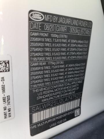 Photo 14 from auction – 2020 LAND ROVER RANGE ROVE with VIN SALWR2SU2LA747523