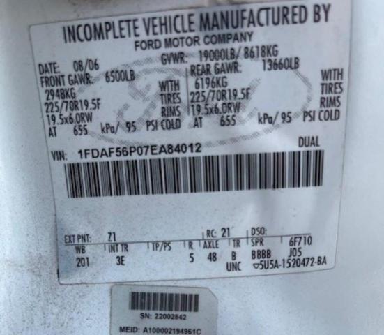 Photo 10 from auction – 2007 FORD F550 SUPER with VIN 1FDAF56P07EA84012