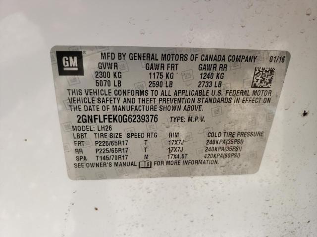 Photo 14 from auction – 2016 CHEVROLET EQUINOX LT with VIN 2GNFLFEK0G6239376