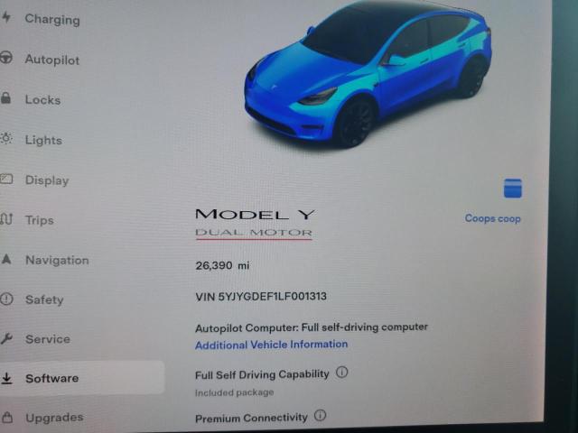 Photo 9 from auction – 2020 TESLA MODEL Y with VIN 5YJYGDEF1LF001313