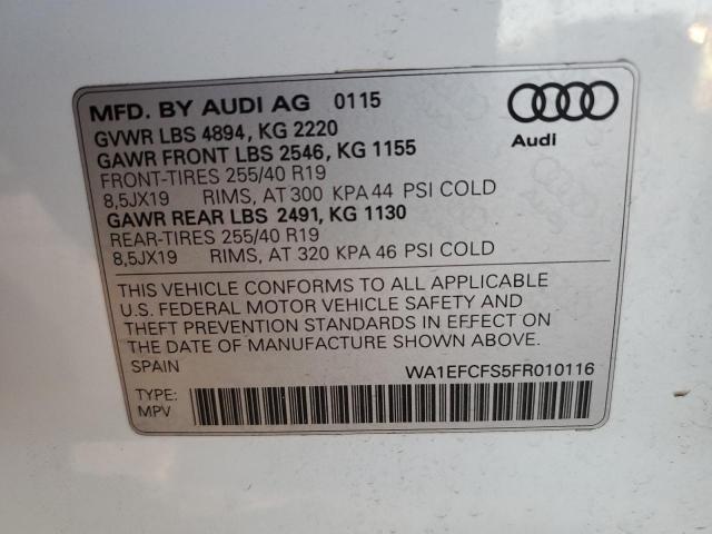 Photo 14 from auction – 2015 AUDI Q3 PREMIUM with VIN WA1EFCFS5FR010116