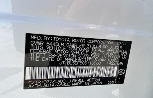 Photo 10 from auction – 2012 LEXUS LS 460 with VIN JTHBL5EF5C5110560
