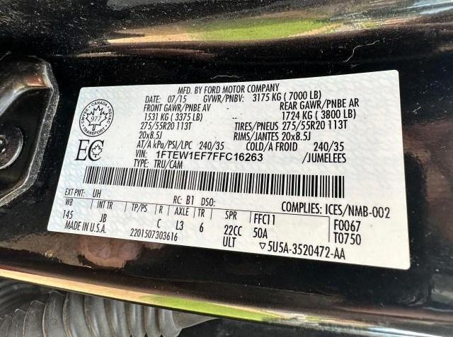 Photo 10 from auction – 2015 FORD F150 SUPER with VIN 1FTEW1EF7FFC16263