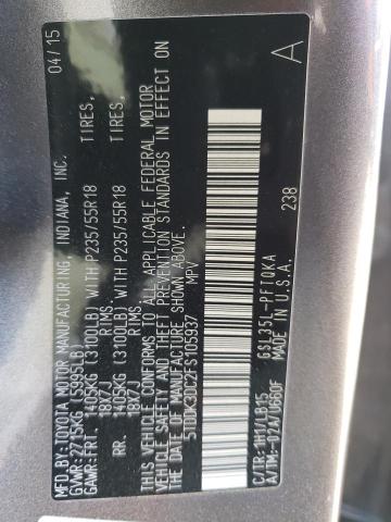 Photo 14 from auction – 2015 TOYOTA SIENNA XLE with VIN 5TDDK3DC2FS105937