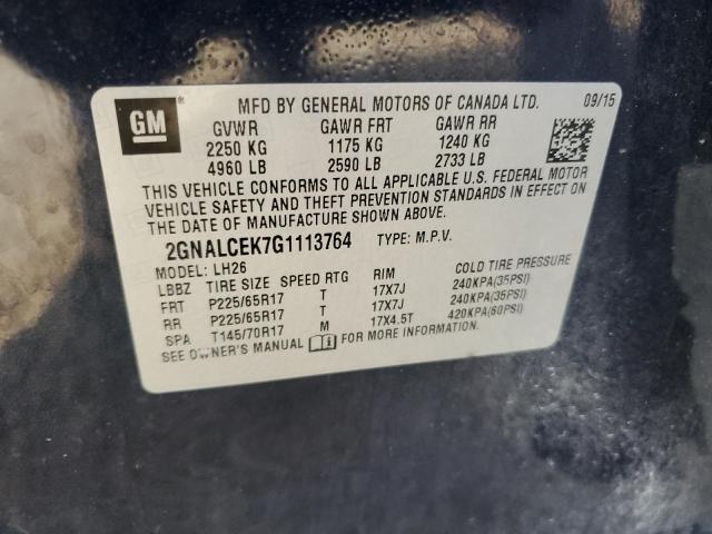 Photo 14 from auction – 2016 CHEVROLET EQUINOX LT with VIN 2GNALCEK7G1113764
