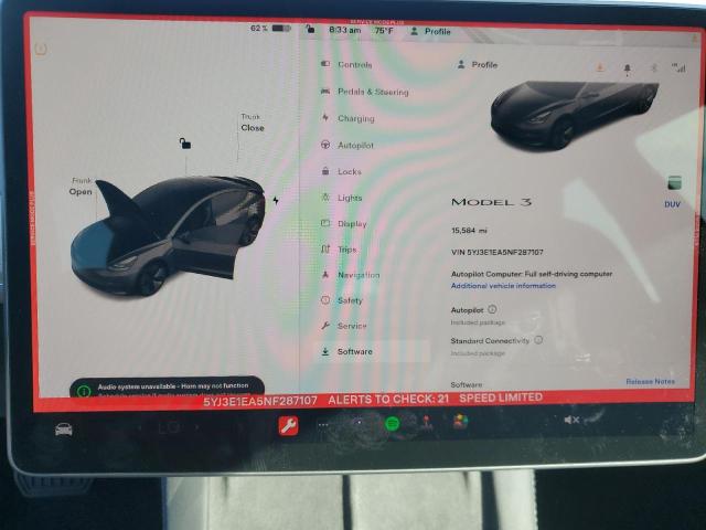 Photo 9 from auction – 2022 TESLA MODEL 3 with VIN 5YJ3E1EA5NF287107