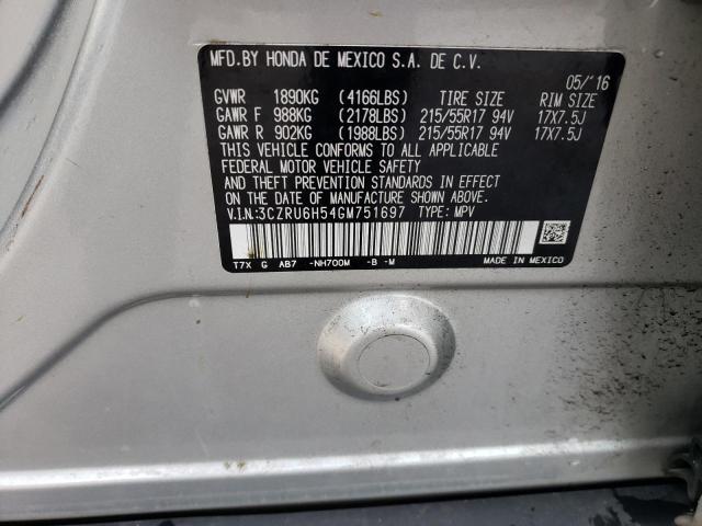 Photo 14 from auction – 2016 HONDA HR-V EX with VIN 3CZRU6H54GM751697