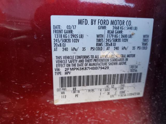Photo 14 from auction – 2017 FORD EDGE TITAN with VIN 2FMPK3K87HBB79429