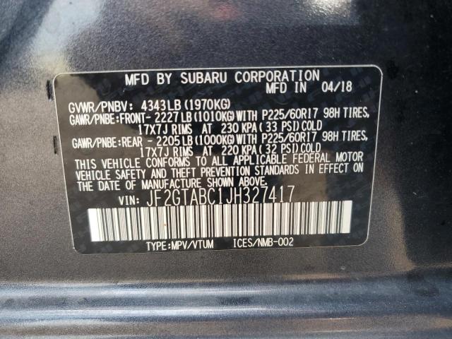 Photo 14 from auction – 2018 SUBARU CROSSTREK with VIN JF2GTABC1JH327417