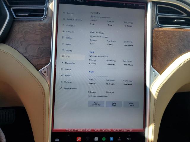 Photo 9 from auction – 2017 TESLA MODEL S with VIN 5YJSA1E27HF199762