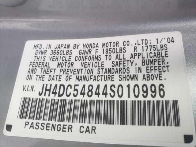Photo 10 from auction – 2004 ACURA RSX with VIN JH4DC54844S010996