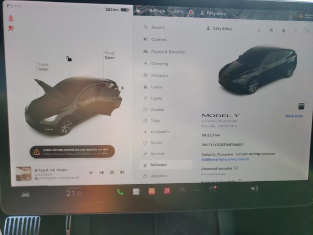 Photo 9 from auction – 2021 TESLA MODEL Y with VIN 5YJYGDEE1MF249831