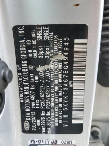 Photo 14 from auction – 2014 KIA SORENTO LX with VIN 5XYKT3A67EG494945