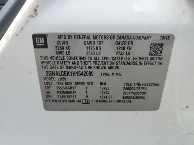 Photo 14 from auction – 2017 CHEVROLET EQUINOX LT with VIN 2GNALCEK1H1542089