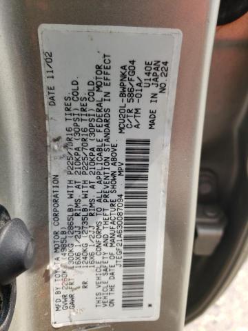 Photo 14 from auction – 2003 TOYOTA HIGHLANDER with VIN JTEGF21A630087094