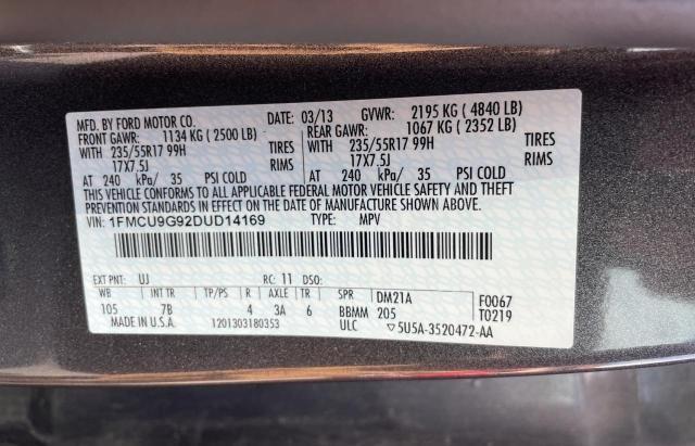 Photo 10 from auction – 2013 FORD ESCAPE SE with VIN 1FMCU9G92DUD14169