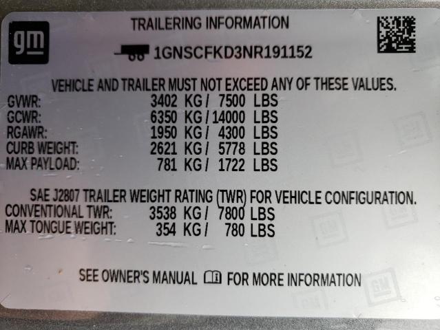 Photo 14 from auction – 2022 CHEVROLET SUBURBAN C with VIN 1GNSCFKD3NR191152