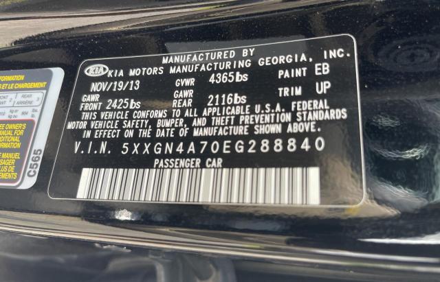 Photo 10 from auction – 2014 KIA OPTIMA EX with VIN 5XXGN4A70EG288840