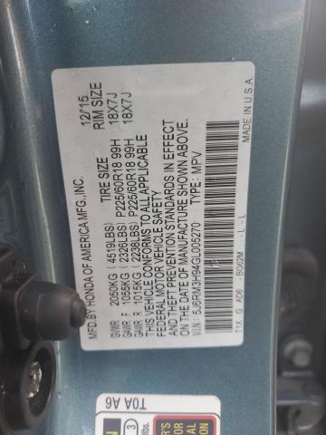 Photo 14 from auction – 2016 HONDA CR-V TOURI with VIN 5J6RM3H94GL005270