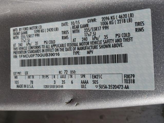 Photo 14 from auction – 2016 FORD ESCAPE S with VIN 1FMCU0F70GUB39016
