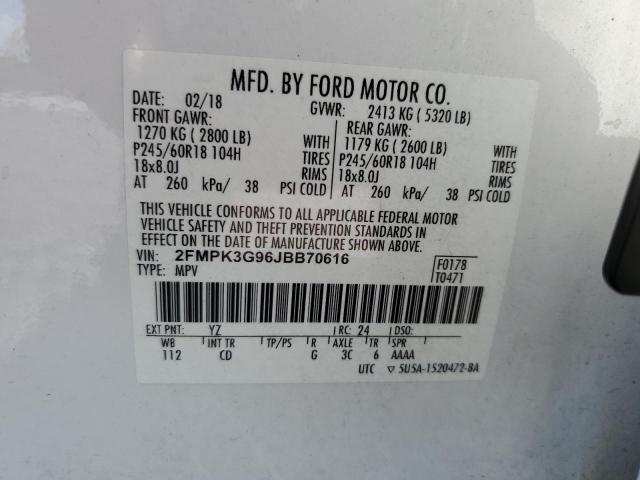Photo 14 from auction – 2018 FORD EDGE SE with VIN 2FMPK3G96JBB70616