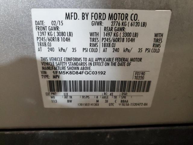 Photo 14 from auction – 2015 FORD EXPLORER X with VIN 1FM5K8D84FGC03192