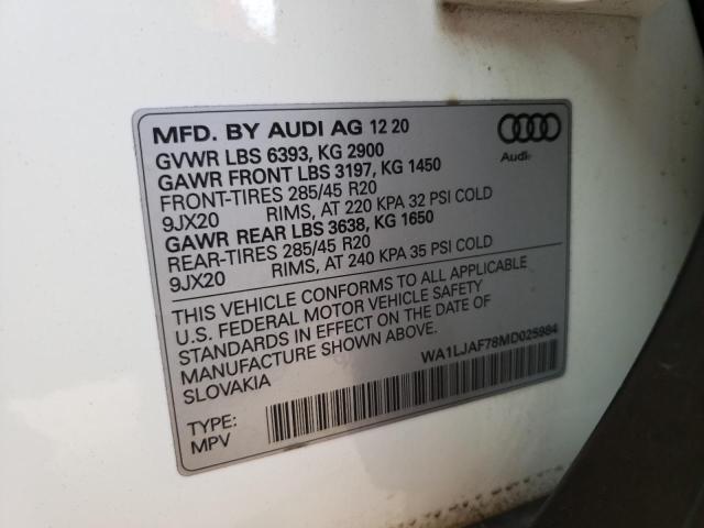 Photo 14 from auction – 2021 AUDI Q7 PREMIUM with VIN WA1LJAF78MD025984