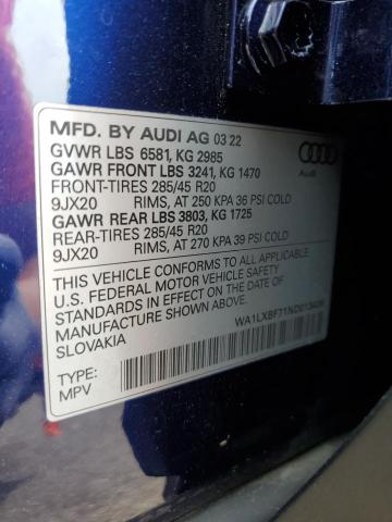 Photo 14 from auction – 2022 AUDI Q7 PREMIUM with VIN WA1LXBF71ND013438